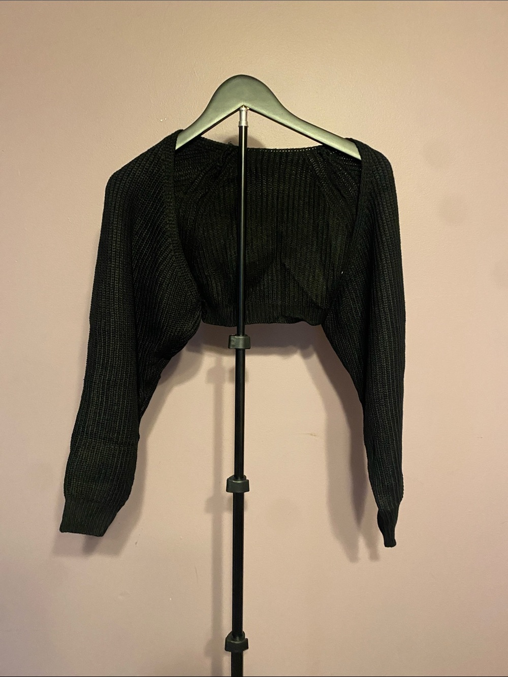Cropped Black Knit Bolero Sweater - Women's